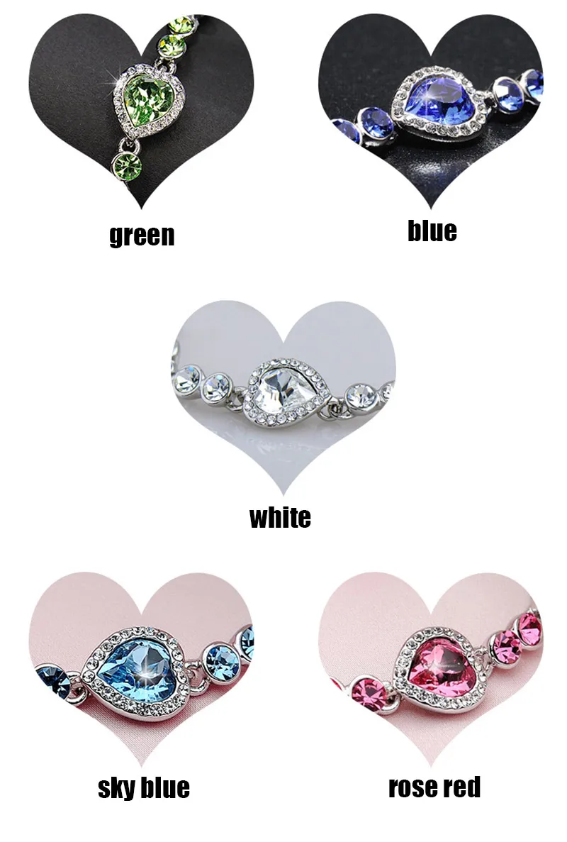Heart of Ocean Love Bracelet Cristal Diamante Pulseira Jóias Mulheres Braceletes Novo Presente de Casamento Moda Jóias 162295