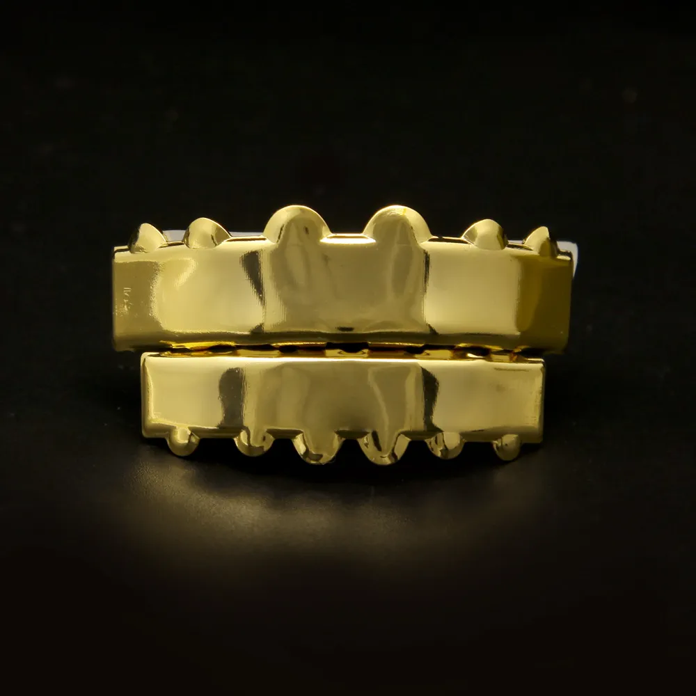 L'oro colore dei denti Hip Hop Grillz Top denti inferiori Crown Grillz Set Bocca d'argento personalizzati Denti Cappelli regalo Festa di Natale