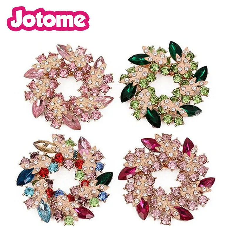 2017 Nowy Design Christmas Decoration Biżuteria Anadem w Cynk Crystal Rhinestone Flower Garland Broszki Piny na wakacje