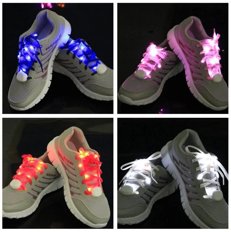 Cordón de zapato con luz LED intermitente Nylon Hip Hop Iluminación Flash Light Up Deportes Patinaje LED Cordones de zapatos Bandas para brazos / piernas gratis