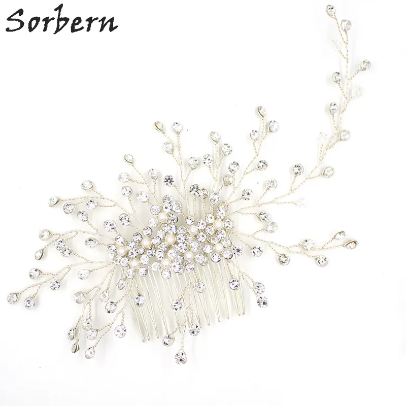 Sorbern Design européen casque cristal mariage cheveux bijoux accessoires pour femmes forme mignonne argent plaqué vendre cheveux de mariée 7192325