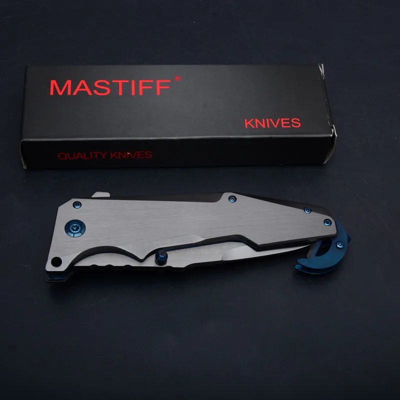 2018 MASTIFF Titanium Tactical Folding Knife 7Cr17Mov 59HRC Clip Outdoor Camping Caça Survival Pocket Knife Gancho Ferramentas EDC Presente de Natal