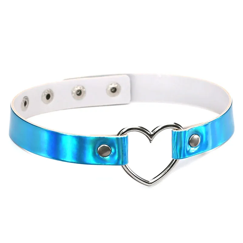 Chockers Harauku PU Leather Choker Necklace Women Holographic Heart Metal  Laser Collares Chocker Jewelry Will And Sandy From Harrypotter_jewelry,  $1.42