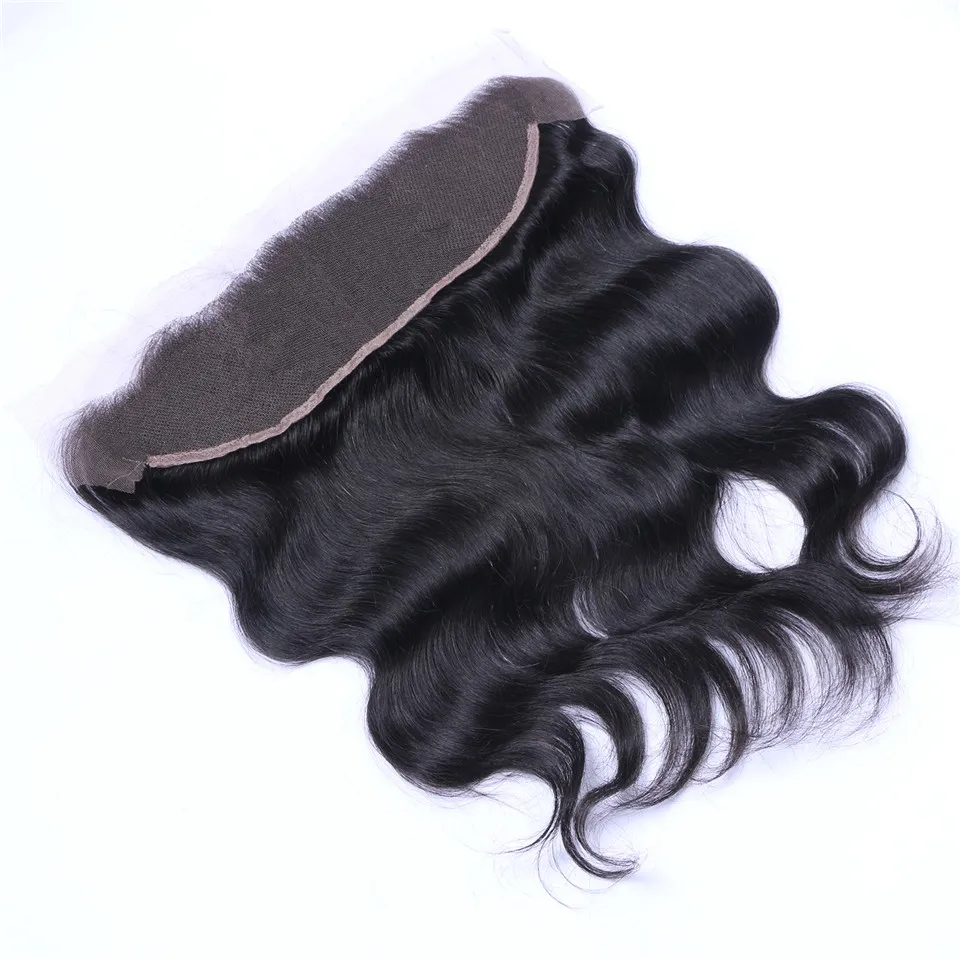 Body Wave Menselijk Haar 13x4 Kant Frontale sluiting Pre Geplukt Natuurlijke haarlijnsluitingen