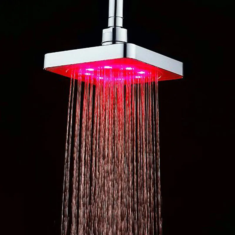 浴室のための熱い販売浴室の正方形の水の流れ調節可能なロマンチックな自動LEDシャワーヘッド送料無料