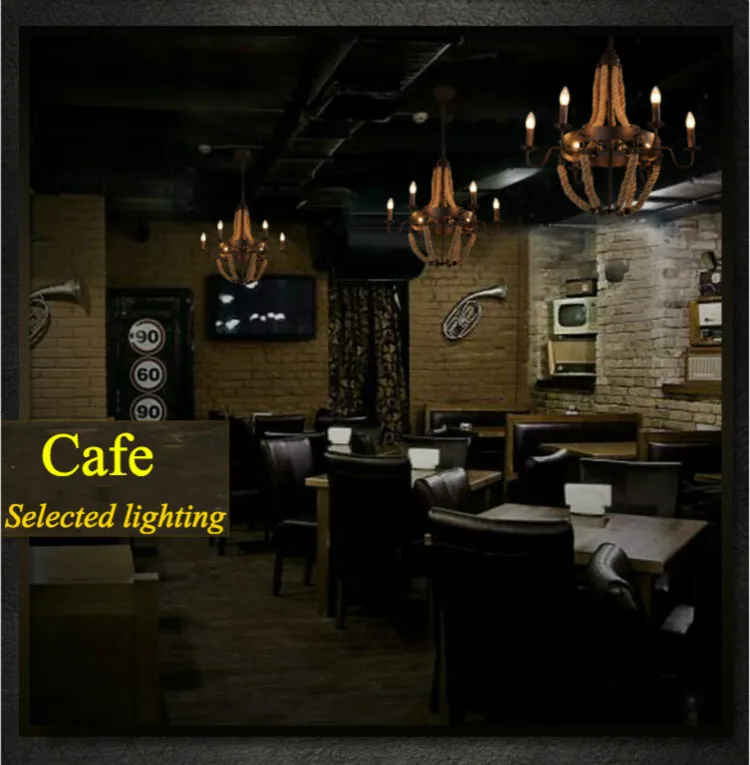 مصابيح قلادة رجعية فاخرة الحبل الصناعي Edison Vintage Restaurant Bar Light American Style Mistures Nordic Lighting Tiptures