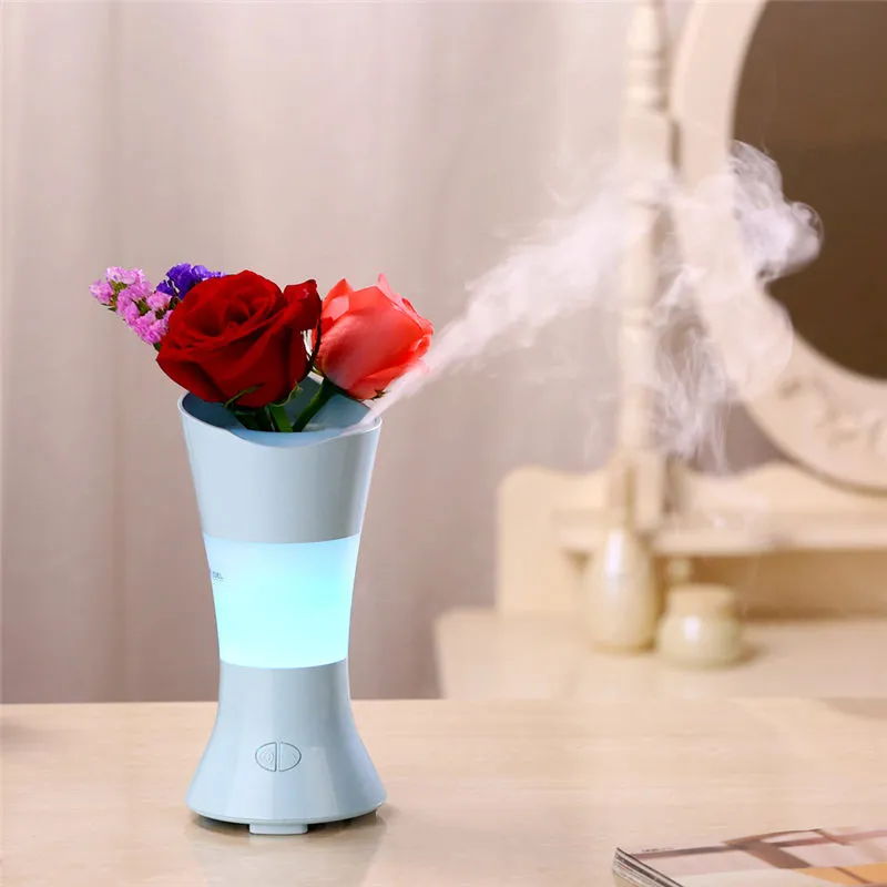 100ml Romantisk Blomma Fairy Ultraljud Aromaterapi Diffuser 7 Byte av färger LED Essential Oljediffusor Aroma luftfuktare Vase LZ0449