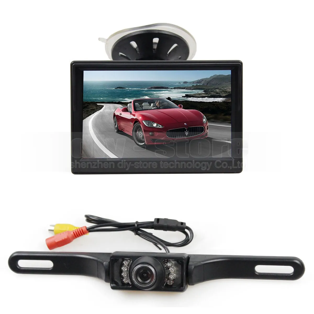 5inch LCD-skärm Bakifrån Monitor Bilmonitor + IR Nattvision Bakifrån Bilkamera Parkeringssystem