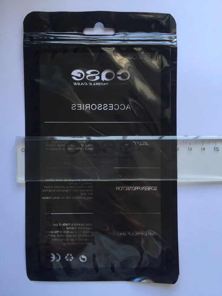 12 * 21cm 100st Svart plast Retail Package Poly Zipper Lock Bag för mobiltelefonväska Förpackning Förpackning för mobiltelefon Digital Products Bag