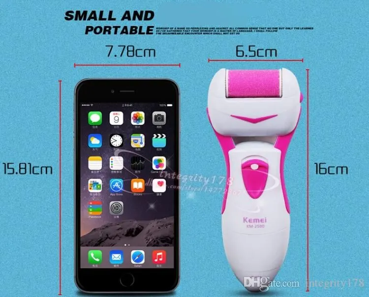 KEMEI Electric Callus Remover Foot Scrubber Micro Pedicure Exfoliating Filverktyg Batteridriven Reparation Smooth Cracked DHL Free