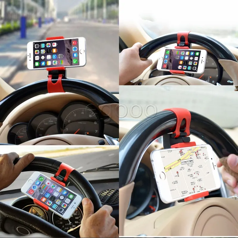 Araba Direksiyon Telefon Tutucu Klip Araba Bisiklet Montaj Standı Braketi Evrensel iPhone 6 6 S Artı 5 Cep Telefonu GPS