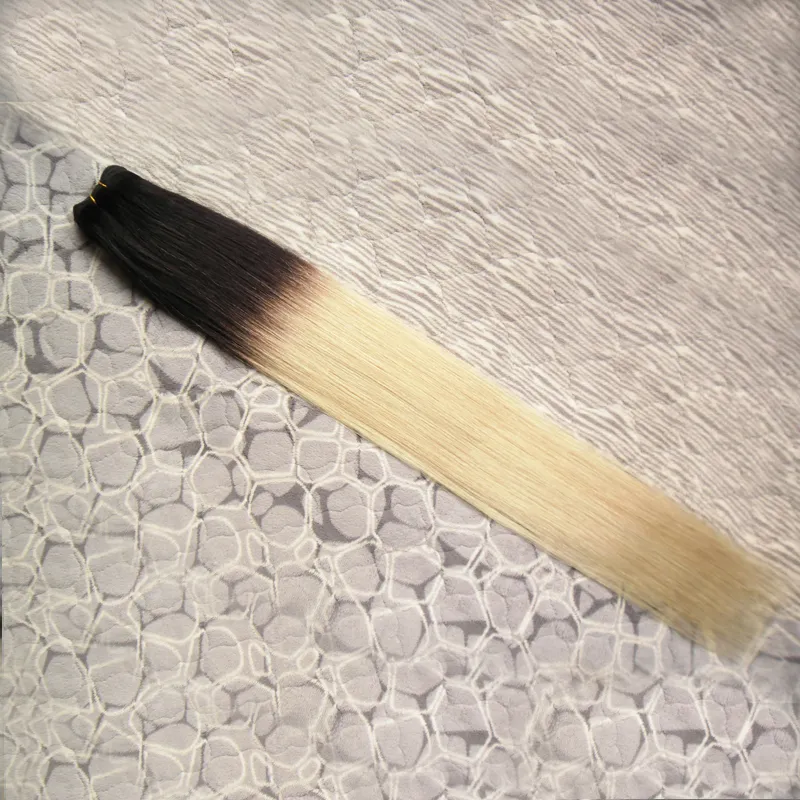 Blond brasilianskt hår vävbuntar T1b / 613 Ombre Weave Hair 100g Obehandlat Virgin Brasilianskt hår vävbuntar 1 st