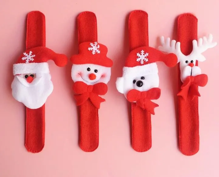Xmas Party gynnar Santa Claus Slap Armband Christmas Reindeer Wrist Band Bangle Festive Event Kids Adults Gift Red1388413