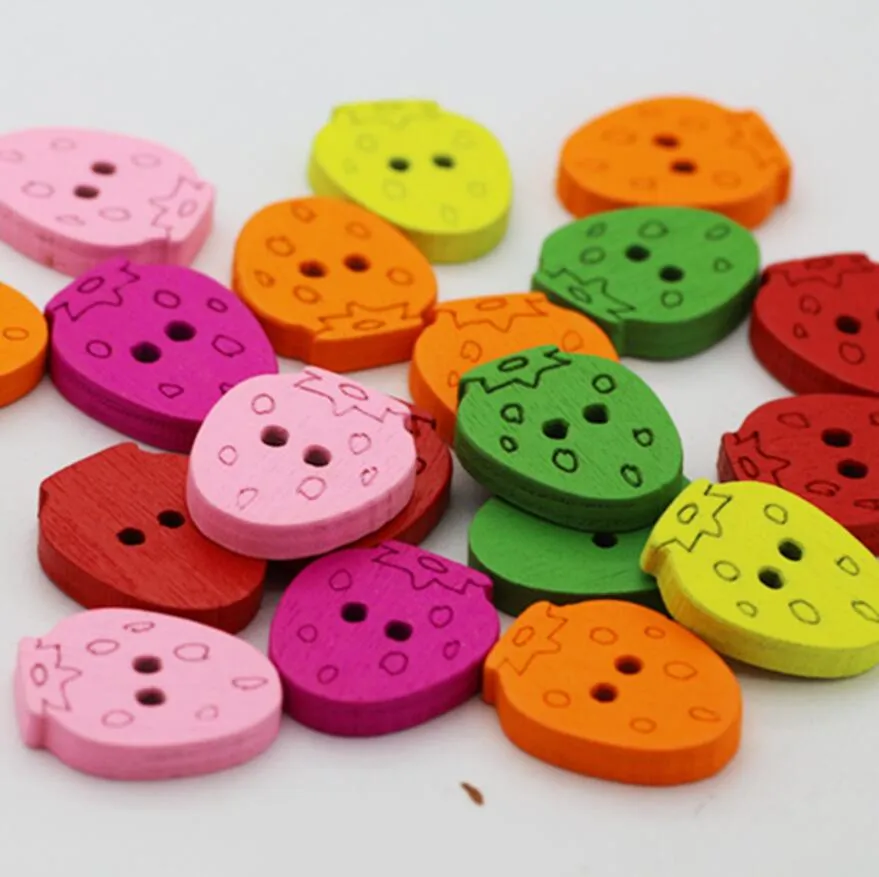 20 * 16 mm couleurs assorties aux fraises en bois Boutons avec trou pour l'artisanat couture Scrapbooking Accessoires