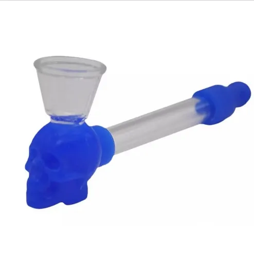 Silicone Crâne Tuyaux En Verre Pipe À La Main Tuyau En Verre Brûleur à Huile Tuyau Cigarette Pipe À Eau avec Écran Fumeurs Accessoires pour Dab Rigs