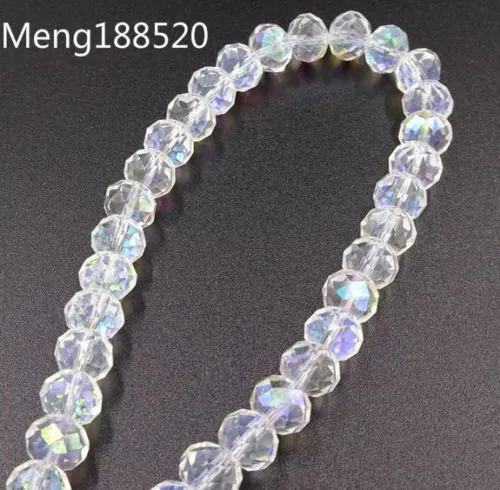 Frete grátis Branco AB Vidro Facetado Cristal Rondelle Beads. Espaçador Beads 4mm 6mm 8mm10mm