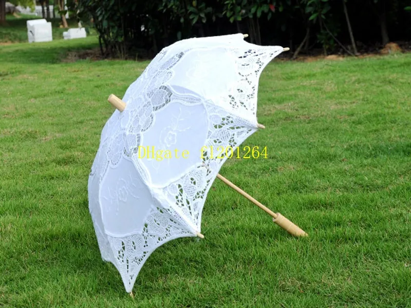 5 sztuk / partia Szybka Wysyłka Najnowsze Duże Małe Eleganckie Koronki Parasols Bridal Wedding Parasol 2 Kolory