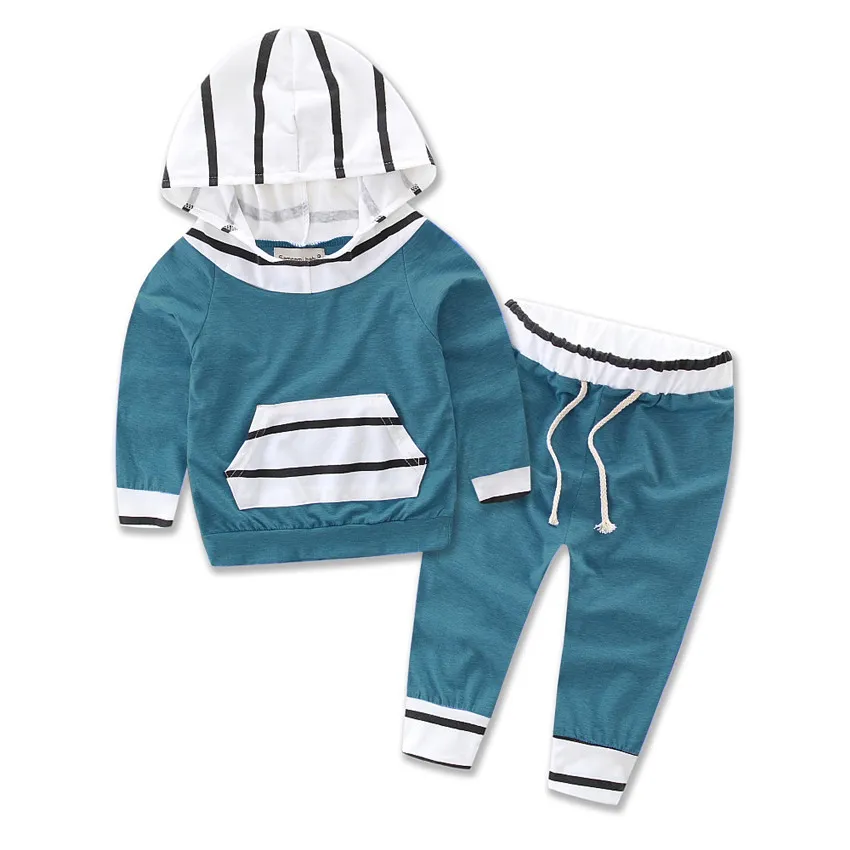 set di abbigliamento bambini in due pezzi con stampa a righe abbigliamento invernale bambini con cappuccio e pantaloni abiti ragazze ragazzi vestiti bambini ragazza di fiori 893