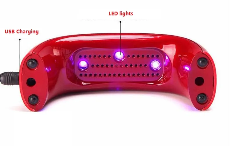DHL 무료 네일 건조기 9W LED 미니 휴대용 경화 램프 UV 젤 네일 아트 도구 미니 건조 기 레인보우 모양의 기계
