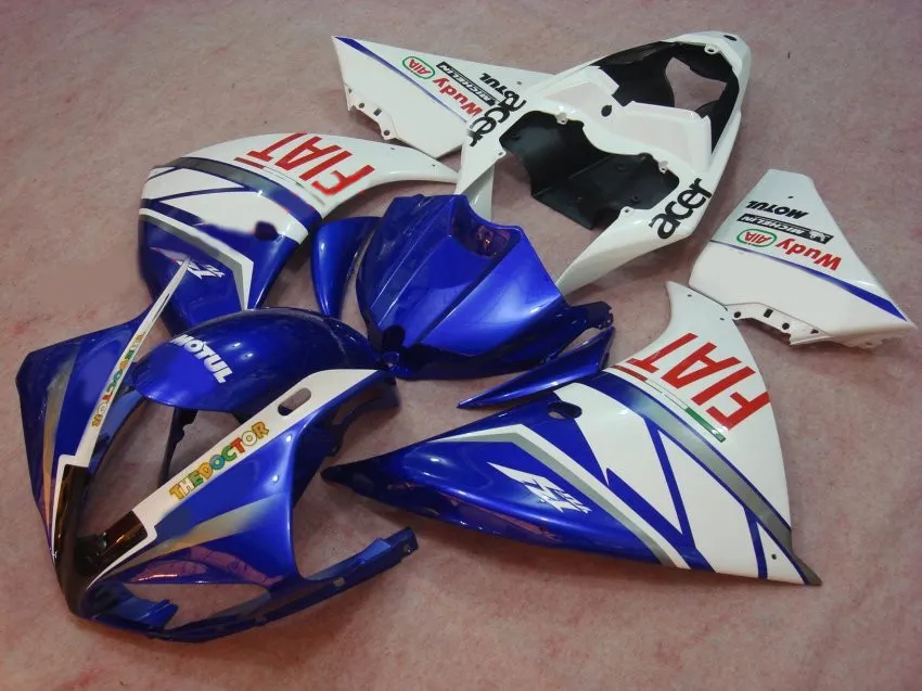Injection mold free customize fairing kit for Yamaha YZF R1 09 10 11-14 white blue fairings set YZF R1 2009-2014 OY14