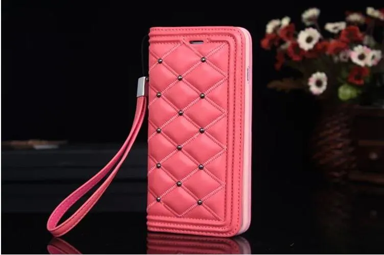 6s plus Luxury Brands Rivet Leather Wallet Flip Cover For Apple iPhone 6plus 6s plus 5.5" Fashion Woman Make up mirror cases