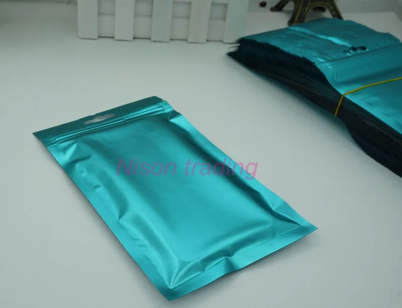 9x15cm front transparent blue aluminium foil ziplock bag with hanging hole, USB cable pocket, ball pen mylar pouch freight free
