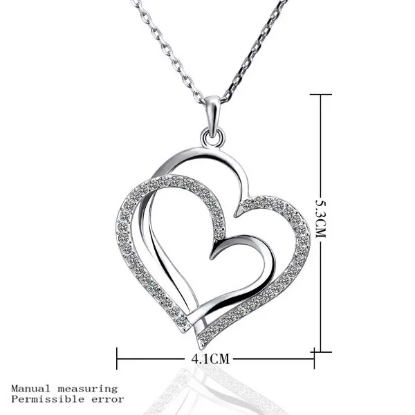 Best gift White Gold White crystal jewelry Necklace for women DGN498,Heart 18K gold gem Pendant Necklaces with chains