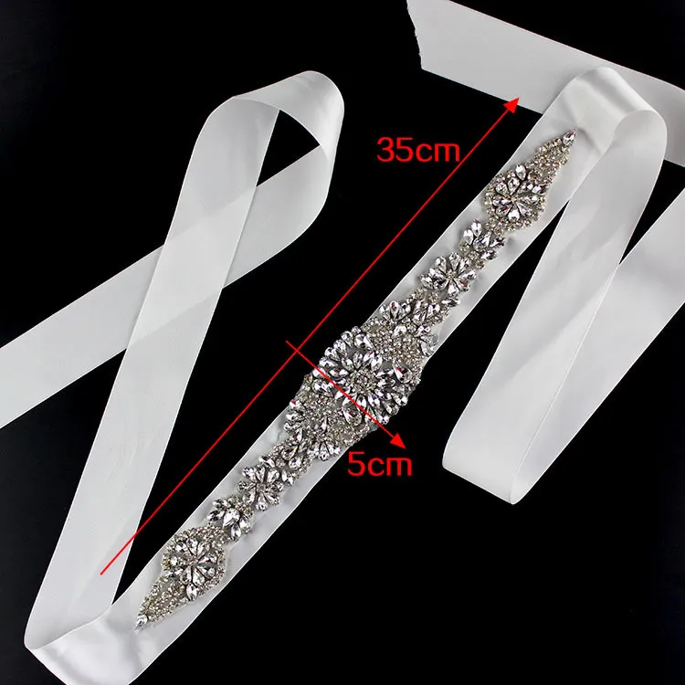 Wedding Sashes For Bride Bridal Dresses Belts Rhinestone Crystal Ribbon From Prom Handmade White Red Black Blush Silver Real Image2645