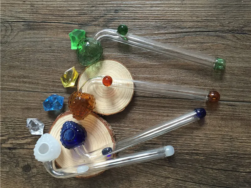 großhandel Bunte 14 cm Dicke erdbeere rohr pyrexglas ölbrenner rohr glas bubbler rauchen tabak kraut rohre für wasserpfeife