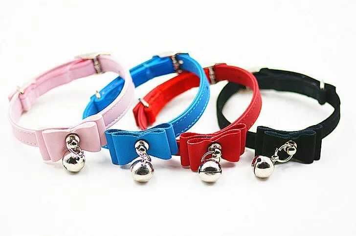 Safety Elastic Pet Cat Collar Velvet Bow Tie Kitten Dog Collars Neck Chain With Bells Pets Supplies G483