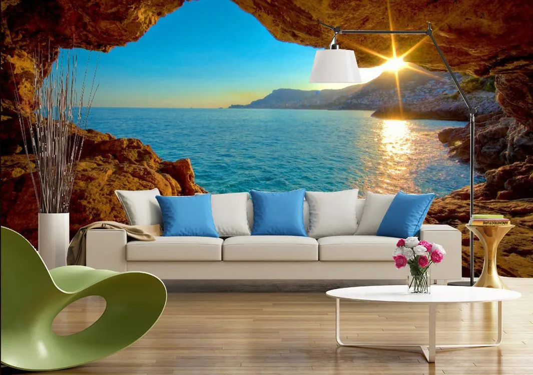 sunrise espace 3D lever murale moderne mur de fond TV 3d fond d'écran 3d papiers peints pour toile de fond TV