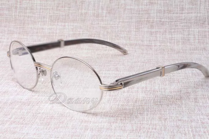 2019 new retro round eyeglasses 7550178 mixed horn glasses men and women spectacle frame glasses size: 55-22-135mm