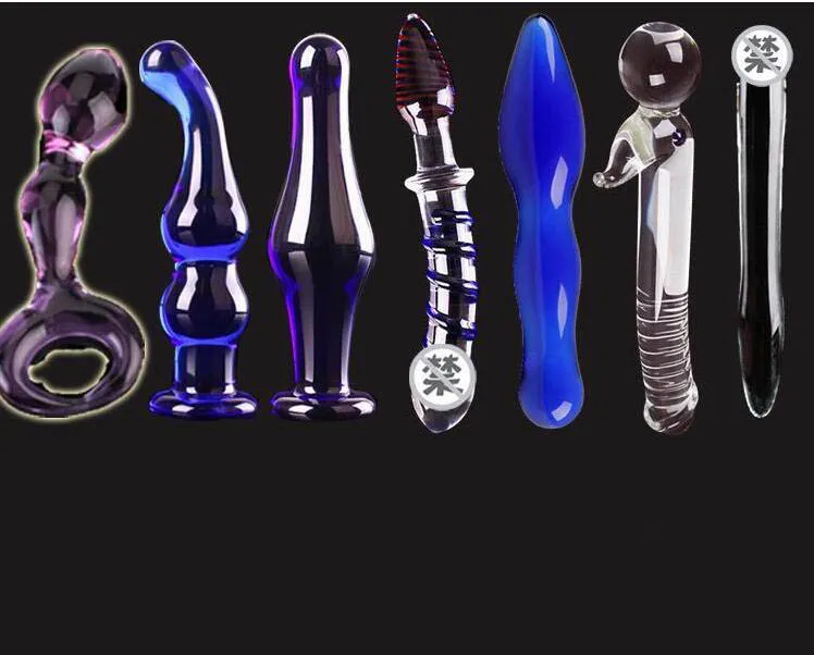 Sex toys Perfect Set Crystal Glass Dildo Anal Butt Plug Pyrex Crystal Penis Adult Female Sex Products With a Sexy Dice