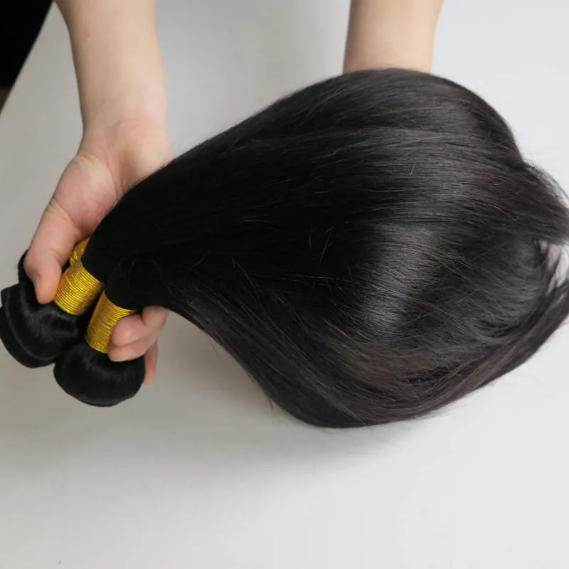 Cheveux vierges brésiliens raides 3 pièces100% cheveux raides péruviens Extensions de cheveux humains faisceaux