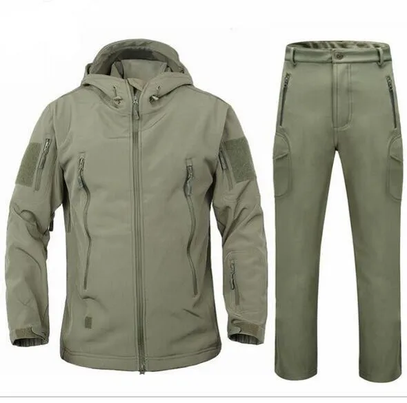 Winter Autumn Waterproof Shark Skin Soft Shell Jacket Set Men Tactical ...
