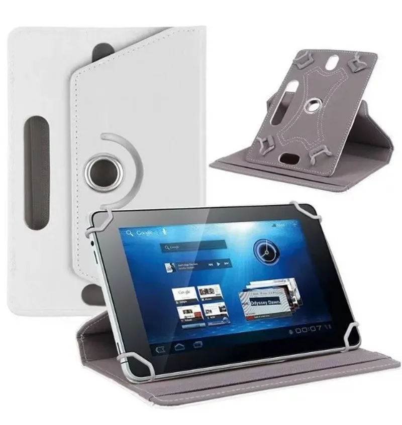 360 Roterande Universal Läderfodral för 7 8 9 10 tum Tablet PC Mid PSP iPad Tablet Pad Justerbar Läder Flip Cover Fodral