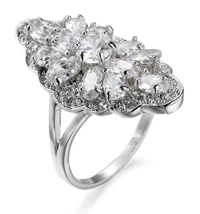 10 pezzi / lotto LuckyShine opzionale fuoco bianco cristallo multicolore zirconi cubici anelli in argento sterling regalo di vacanze di Natale le donne
