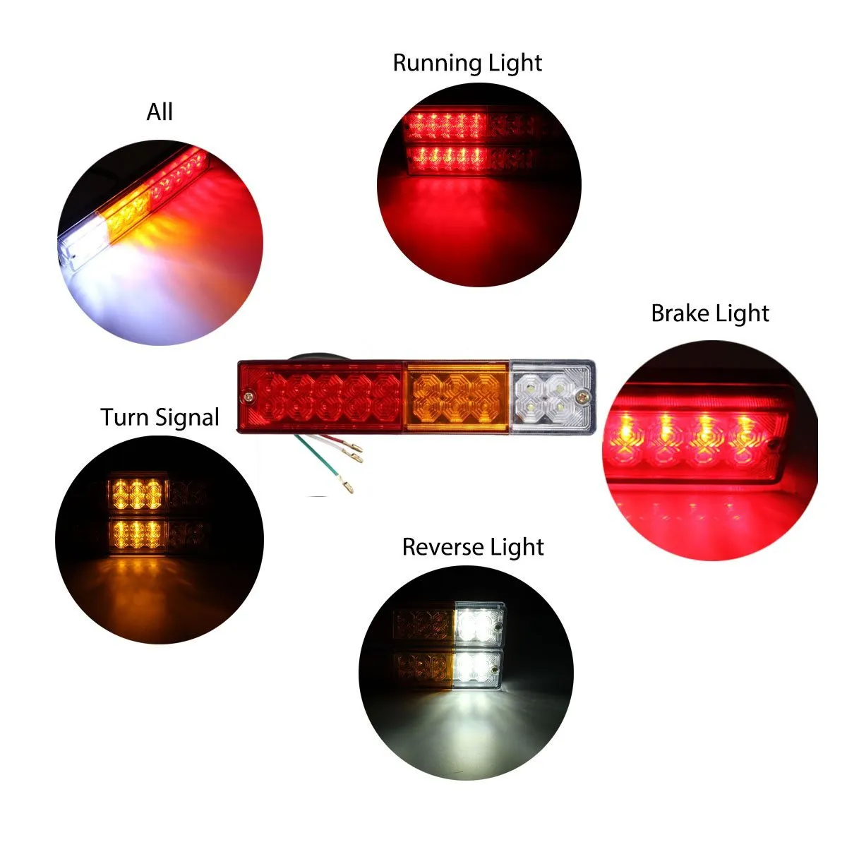 2x 20-LED автомобиль грузовик LED прицеп задние фонари сигнала поворота обратный стоп-сигнал, стоп задний фонарь, DC12V красно-янтарно-Белый, водонепроницаемый I