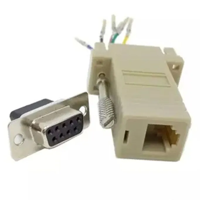 Buena calidad Whole / DB9 hembra a RJ45 hembra F F RS232 Adaptador modular Conector Convertidor Extender294x