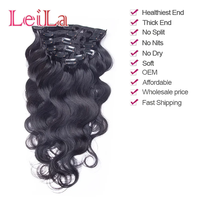 Brazilian Body Wave Hair Extensions Clip In Human Hair 100120g Weaves set Full Head Leilabeautyhair7163569