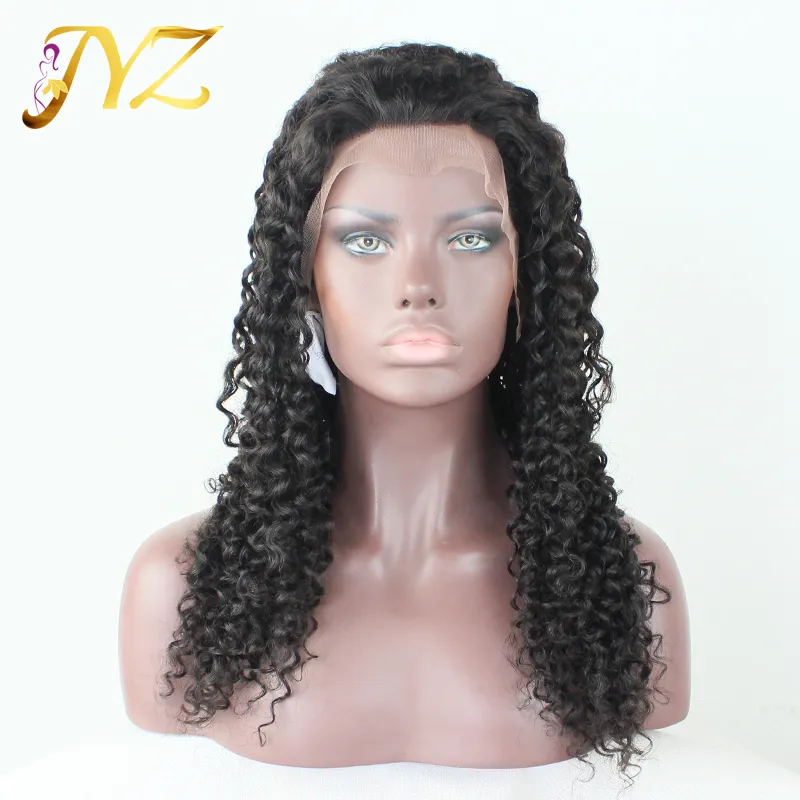 Tani kręcone ludzkie włosy peruka wolna część brazylijskie ludzkie włosy Pełne koronkowe peruki Bieleowane węzły koronkowe peruki przednie