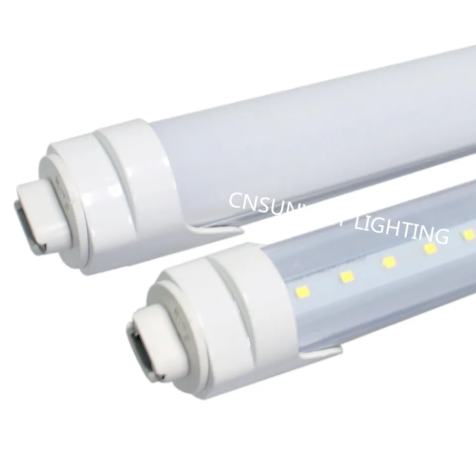 In Stock 8ft 2.4m 45w t8 LED tube light with FA8 R17D caps in clear frosted cover 3000-6500k