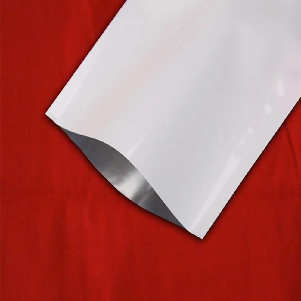 500 sztuk / partia Detaliczna Biały Otwarty Top Folia Aluminiowa Torba Pakiet Ciepła Uszczelnienie Mylar Packuum Pakiet Wouch Żywność Suszona Snack Torby Do przechowywania Hurtownie