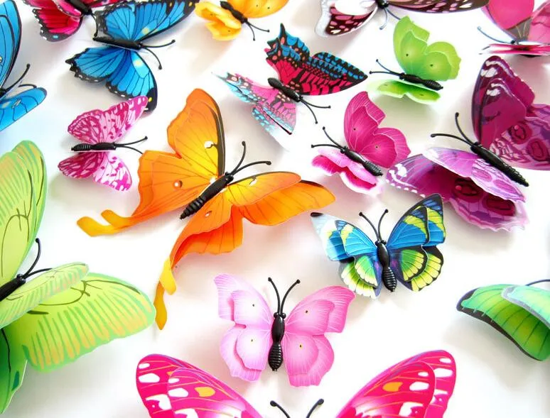3D ПВХ бабочка стены стикеры Home Decor бабочка наклейки на стены для детская комната ТВ стены стикеры кухня G662