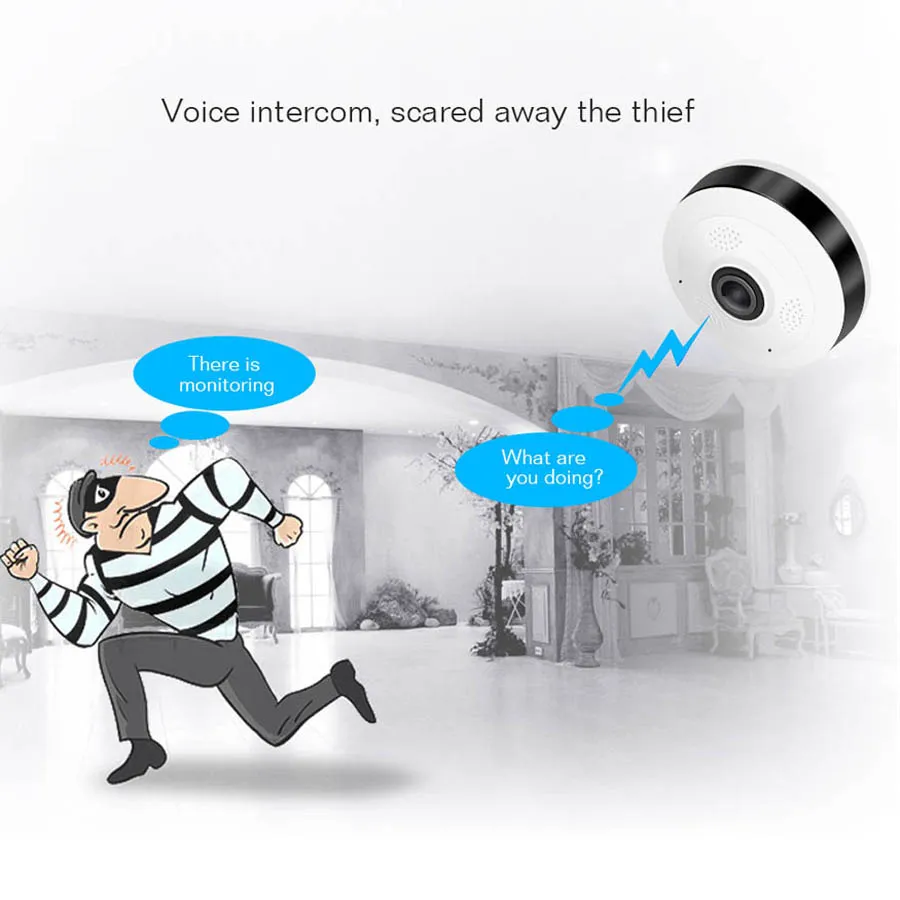 Fisheye VR Panoramic Camera HD 1080P 2.0MP Wireless Wifi IP Camera Home Security Surveillance System Camera Wi-fi 360 Degree Webcam V380