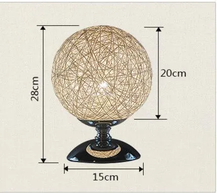 Handgemaakt katoenmateriaal Ronde gevormde creatieve LED -tafellampen woonkamer Studie Slaapkamer Decor Katoen omgekleurde lamp