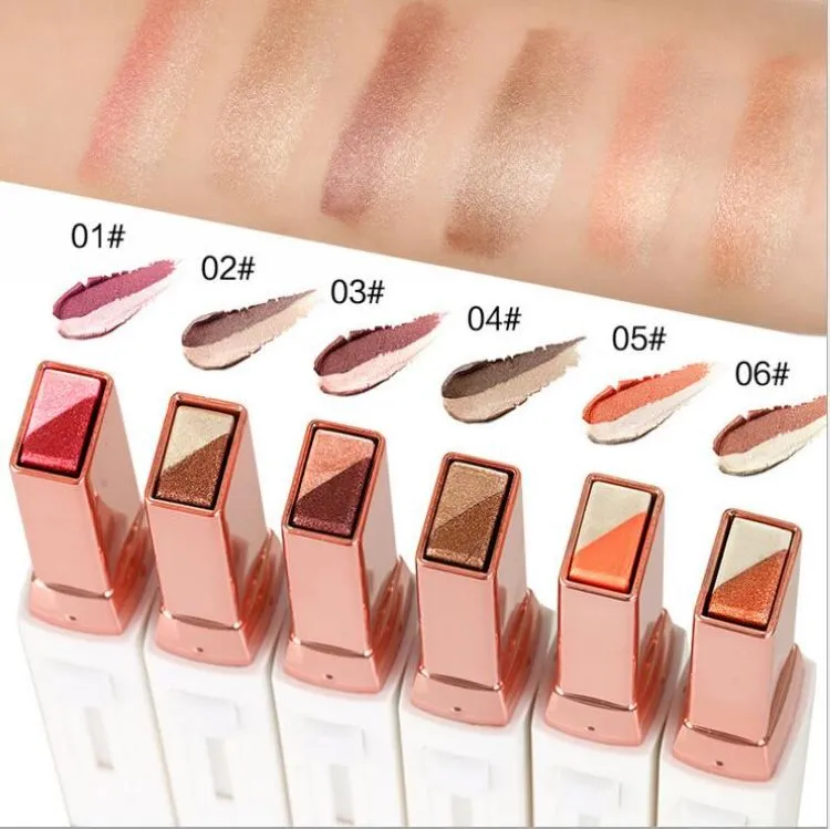 Novo Color Eye Shadow 6 Różne kolory 3.8G Aksamitna Gradient Kolor Eyeshadow Stick 120 sztuk / partia DHL