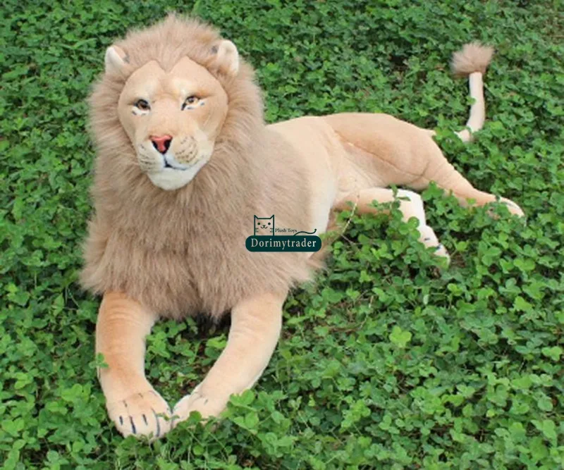 Dorimytrader Huge Simulation Animal Lion Stuffed Toy Home Decoration Photography Props Kids Gift 51inch 130cm DY60767