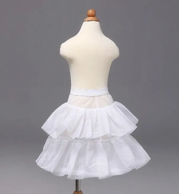 Girls039 Jupon enfants jupons mariage mariée demoiselle d'honneur accessoires Crinoline blanc 1 cerceau 2 couche robe de fille de fleur Kid8631895