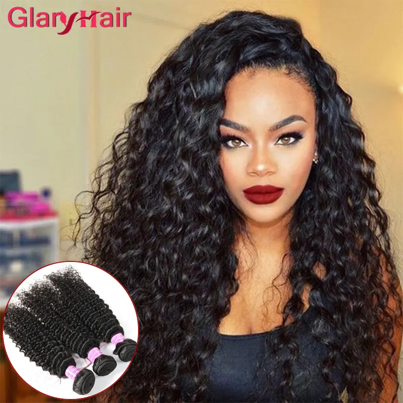 2017 Peinado muy popular Kinky Curly Virgin Bundle Ofertas Paquetes de cabello brasileño Soft Glary Cabello humano teje Productos para el cabello Remy